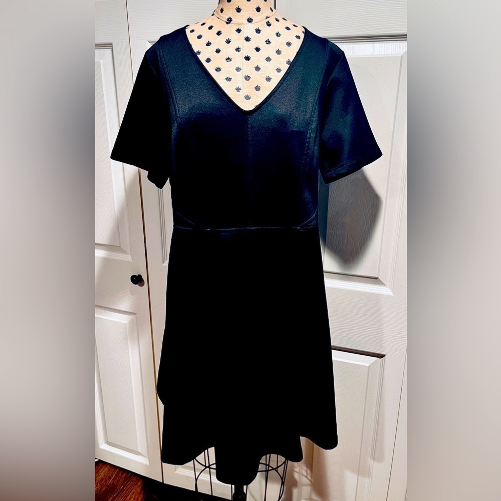 Ava & Viv Black Satin A-line Dress Size X (XL 1X)